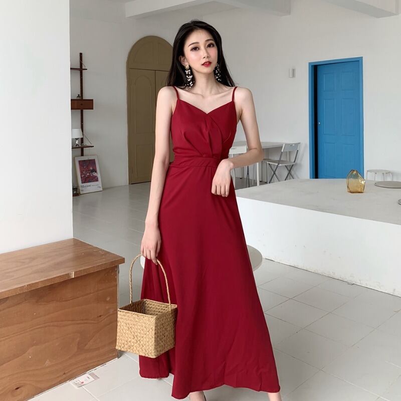 サマースタンダード薄手シフォンドレス レトロ 夏物 ハンチェンe85807157315