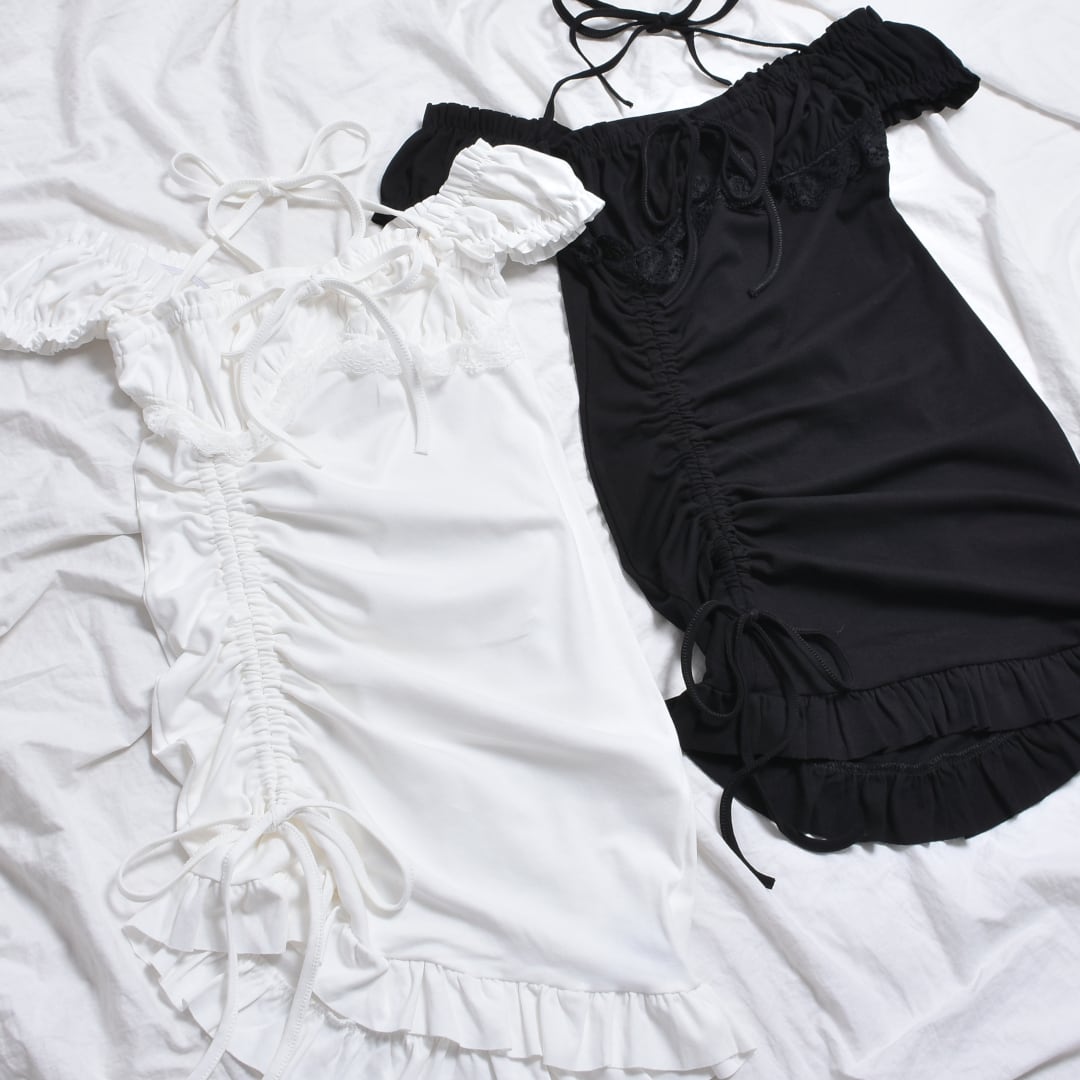 サイドギャザーリボンミニワンピース | VOLCAN&APHRODITE