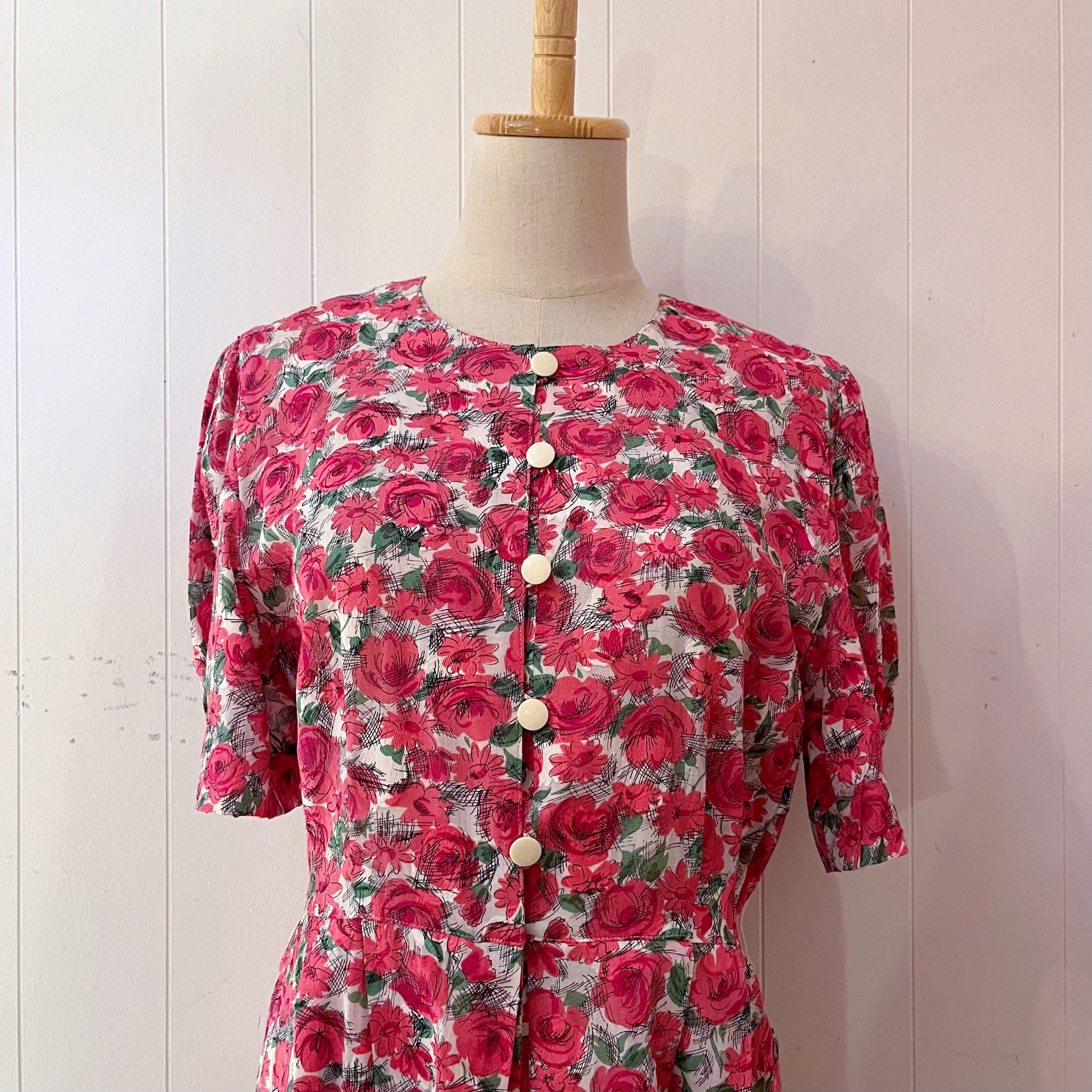 ROBERTA / pink rose garden one-piece