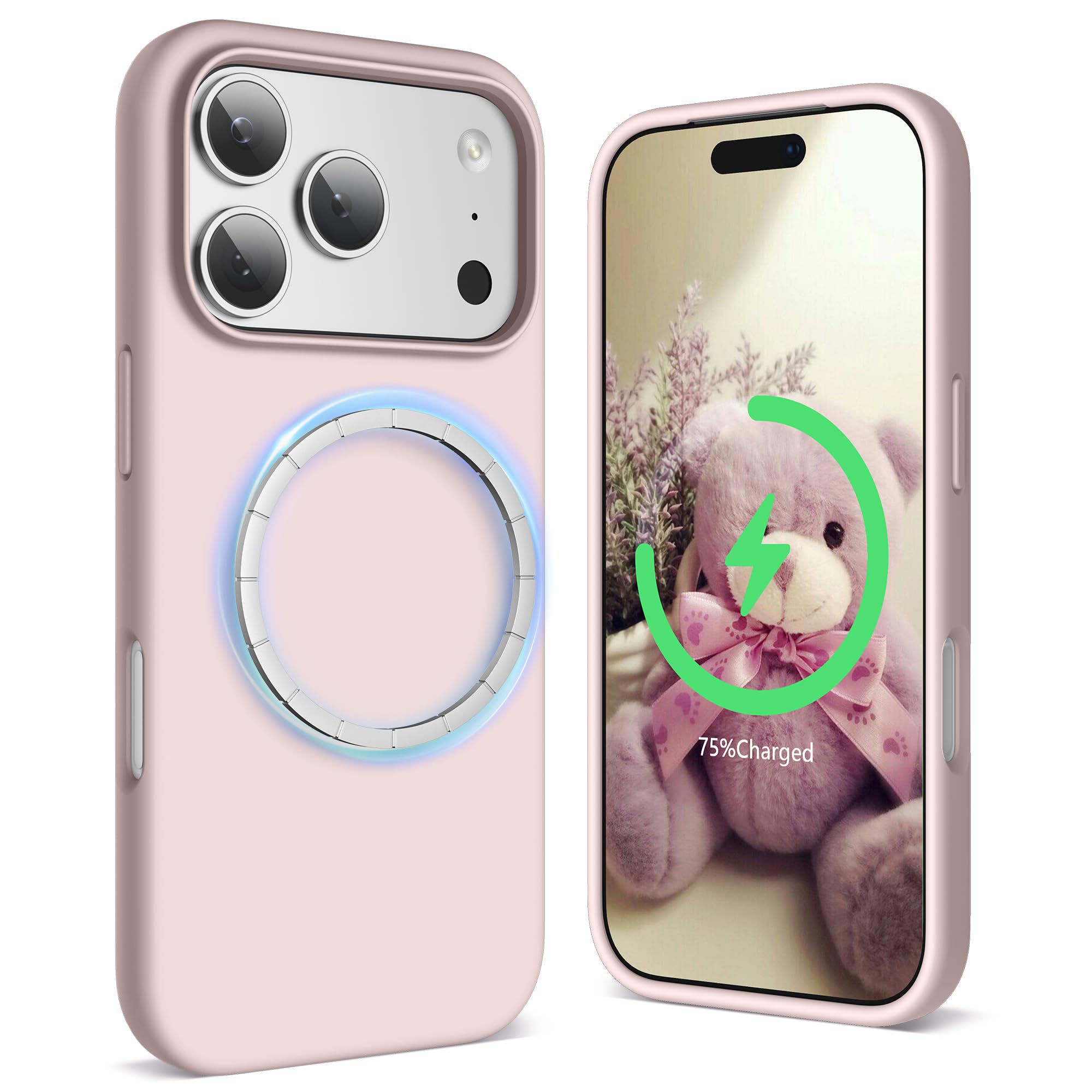 SURPHY iPhone 18 Pro/17 Pro 用ケース シリコン MagSafe対応 6.3インチ対応 スマホケース iPhone 18 Pro/17 Pro マグネット搭載 アイフォン18/17 プロ用ソフトカバー(ピンク)