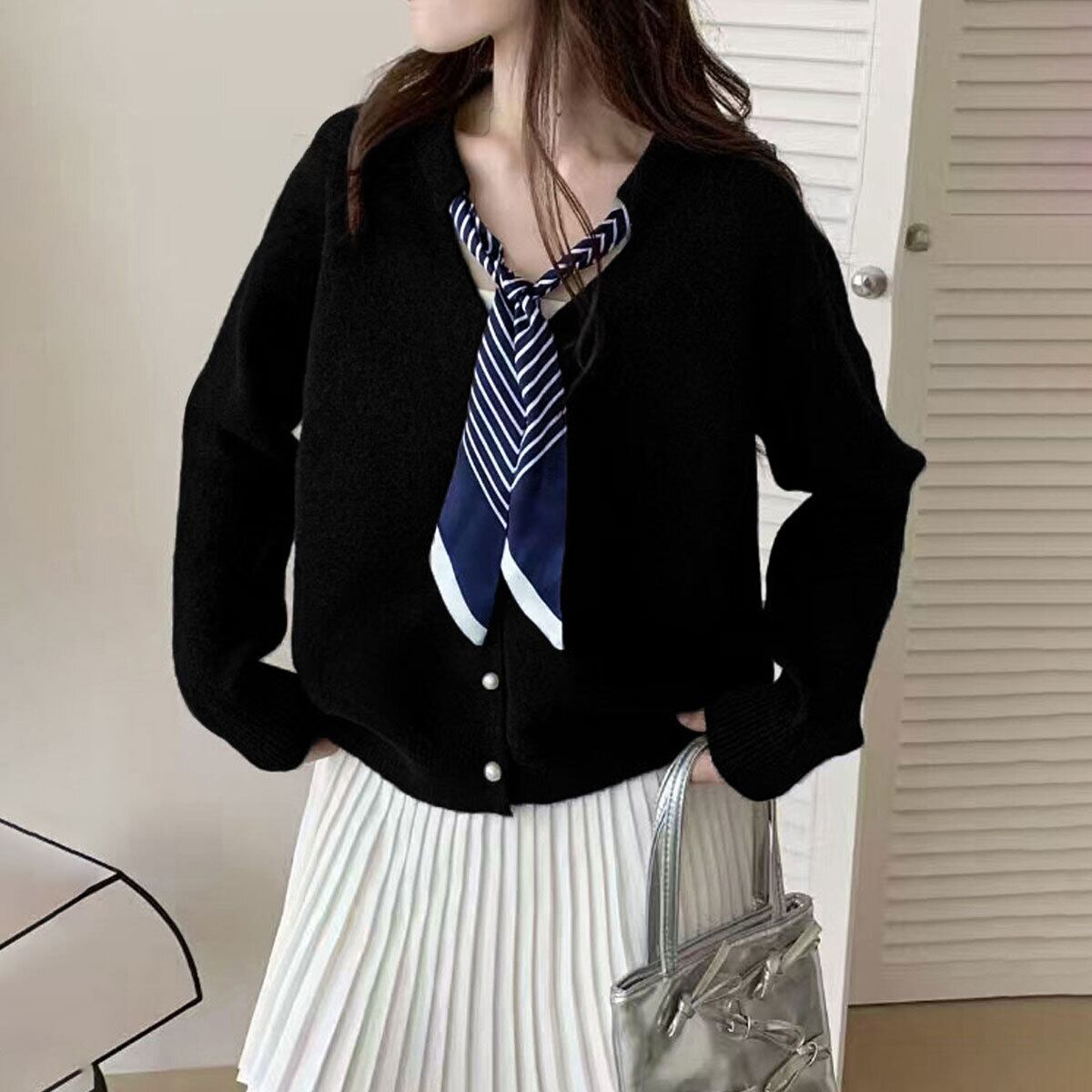 ボウタイ ニット 長袖 レディース 秋冬 韓国 きれいめ 大人 かわいい おしゃれ カジュアル 通勤 OL ビジネス オフィス ゆったり ニットカーディガン 大人可愛い 大人女子