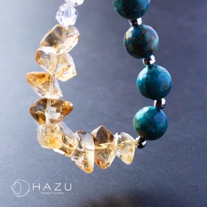 自然と富を呼ぶ大粒の光［クリソコラ／シトリン／水晶］