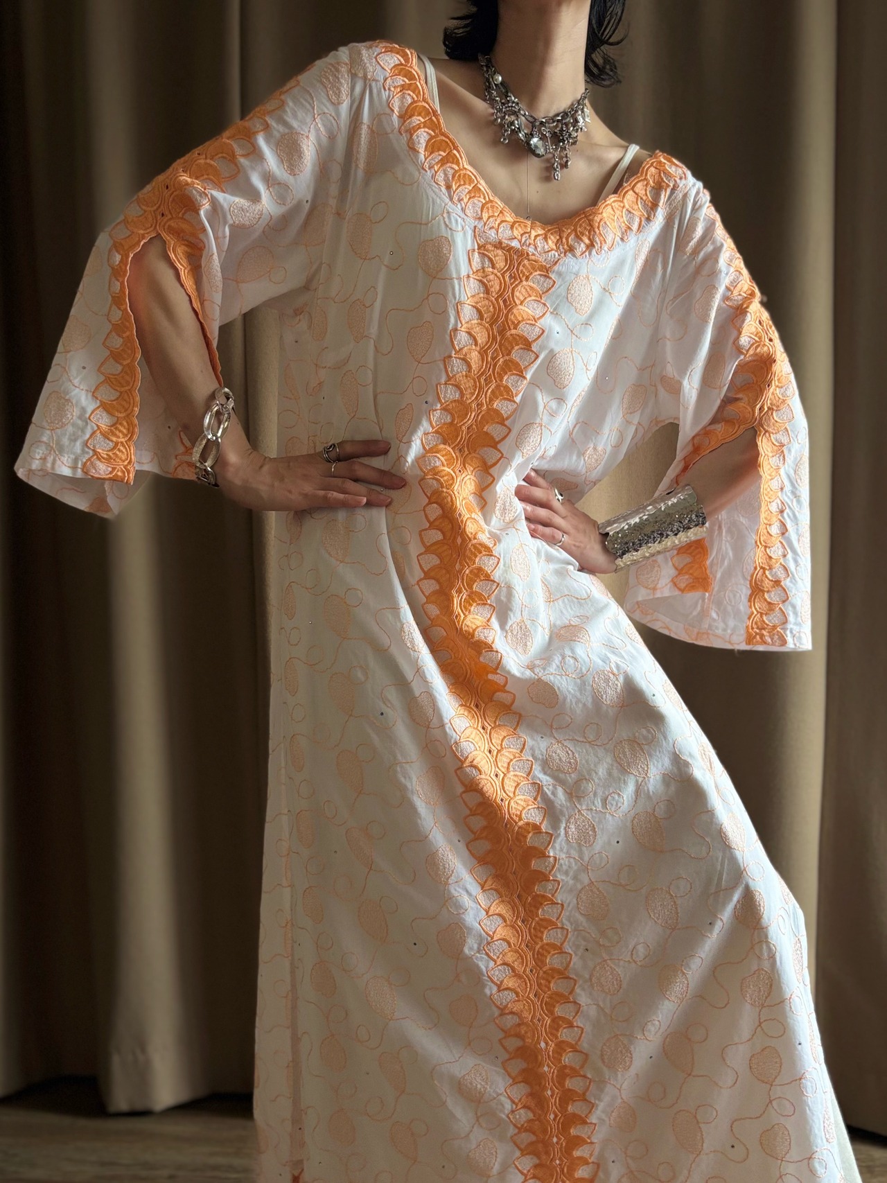 embroidered vintage kaftan dress-5302-7