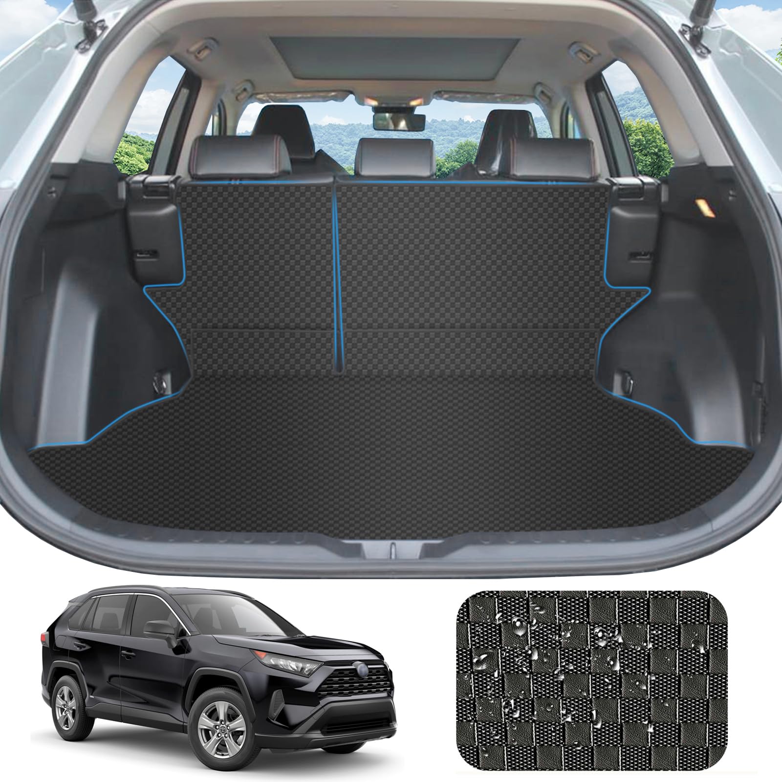 【人気】YORKNEIC 新型 RAV4 ラゲッジマット 50系 2019年〜現行対応 背もたれカバー付き 車種専用 シートバックカバー トランクマット カーゴマット バックマット 合成革材質 耐汚れ 防水 タイプA
