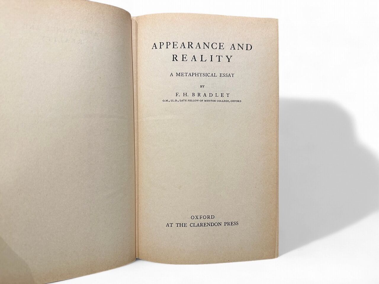 SFF006】APPEARANCE AND REALITY A Metaphysical Essay / F, H