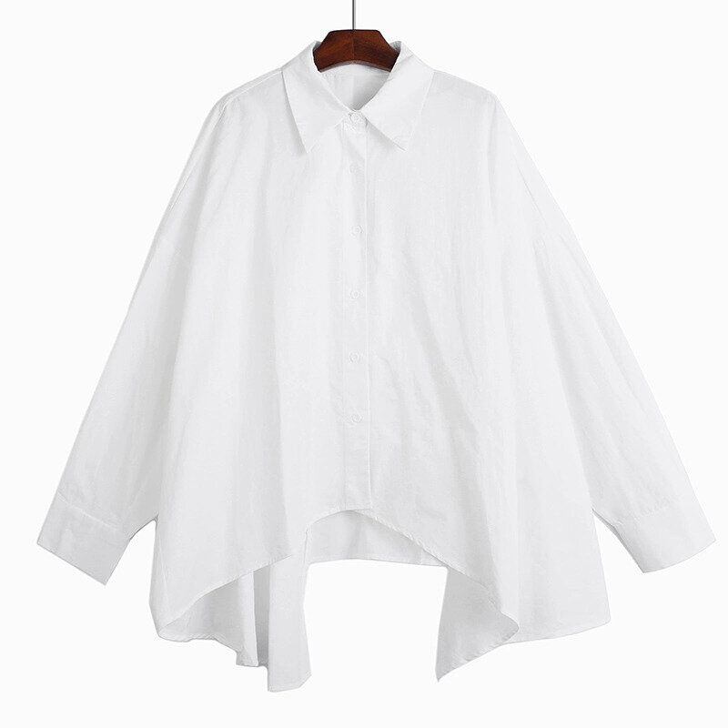 ASYMMETRIC BLACK WHITE LONG SLEEVE SHIRT TOP M-14539