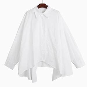 ASYMMETRIC BLACK WHITE LONG SLEEVE SHIRT TOP M-14539