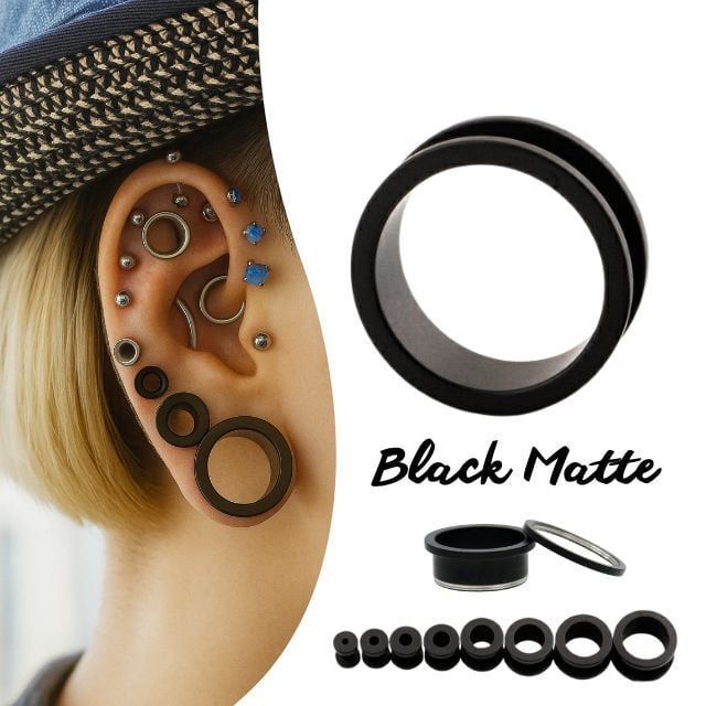 ボディピアス マットブラック つや消し 22mm 24mm ステンレスピアス