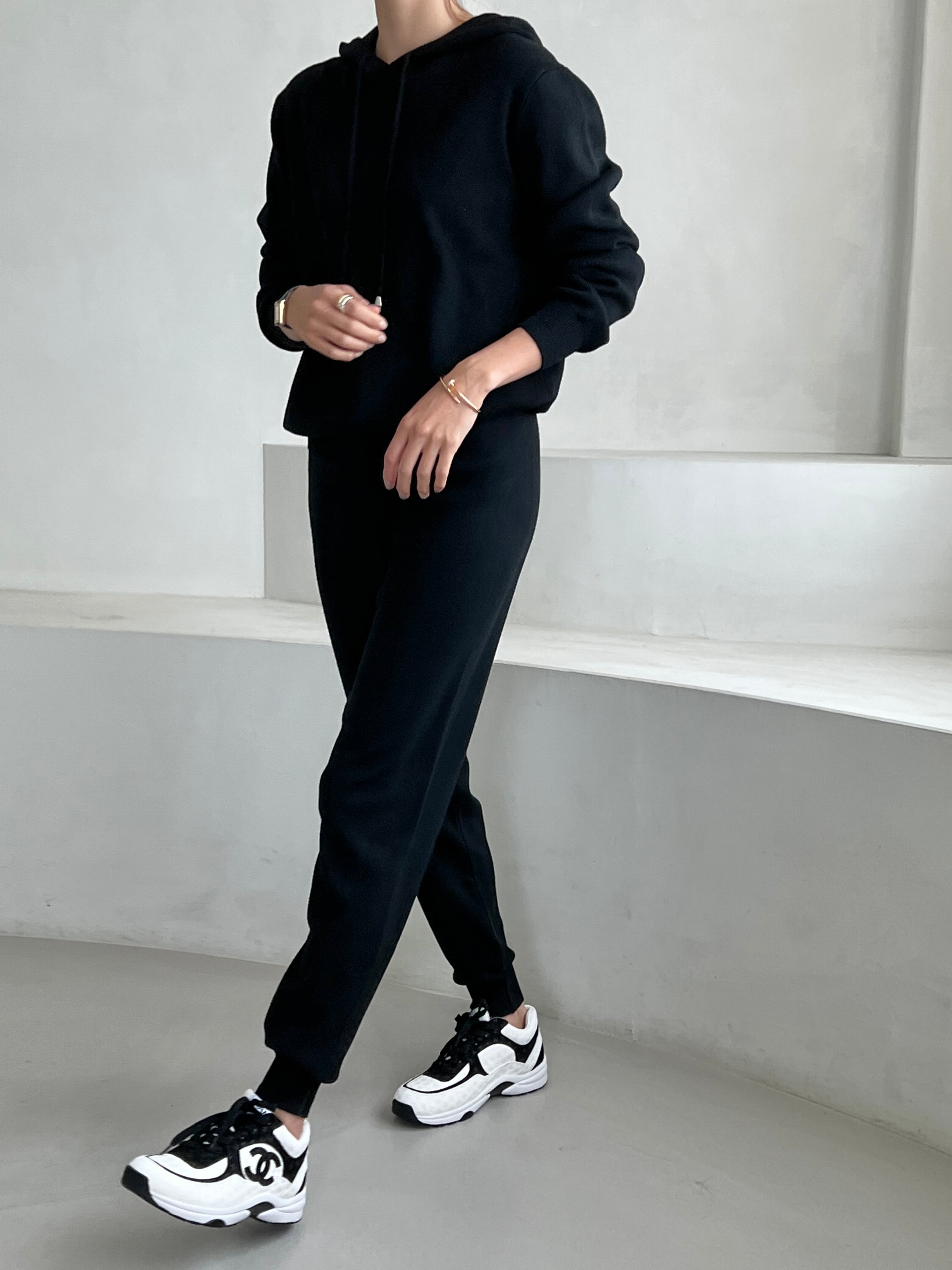 即納＊Knit hoodie set-up（black / gray) | cerva golf&lifestyle