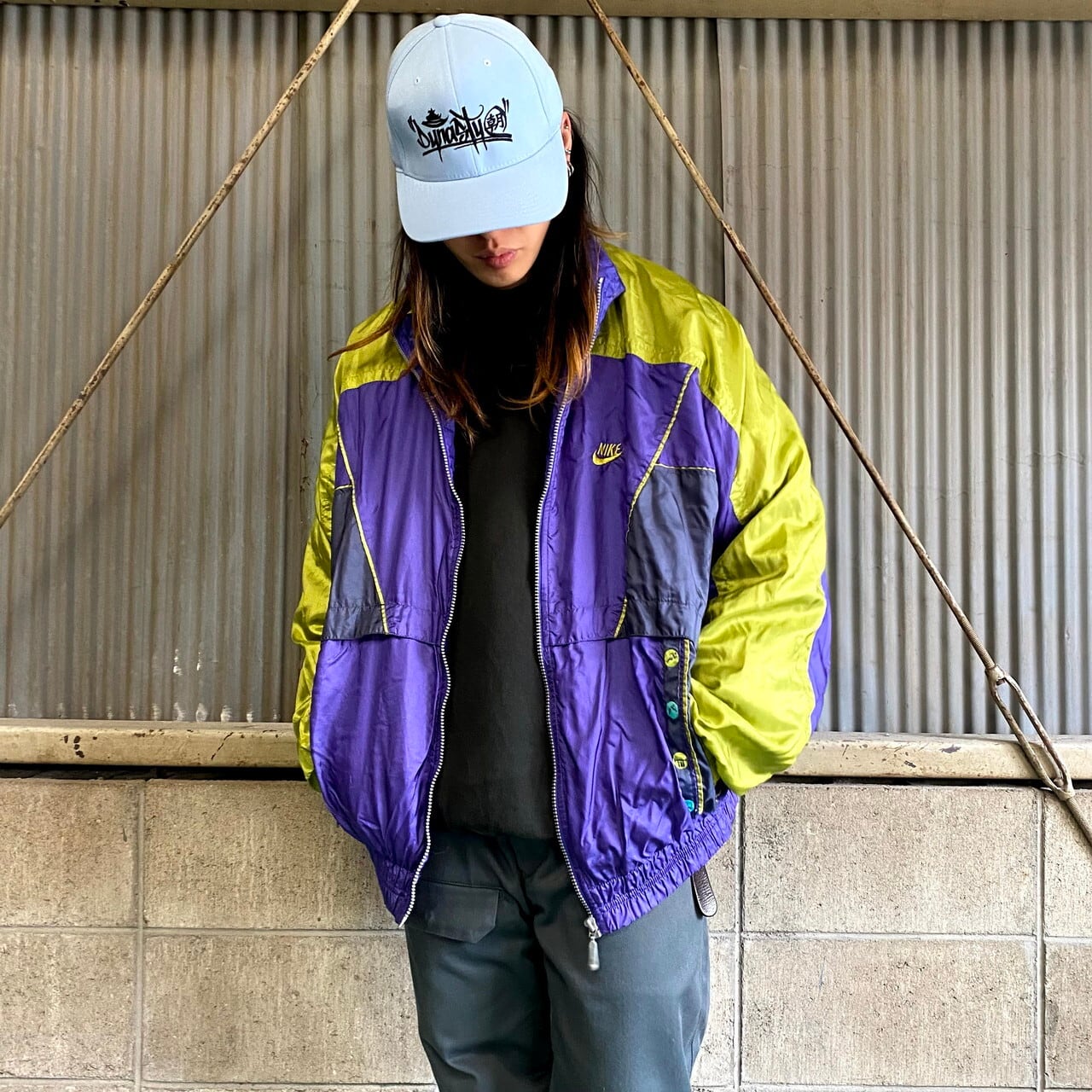 90年 銀タグ NIKE ナイキ スウォッシュロゴ バックロゴ刺繍 ナイロン  