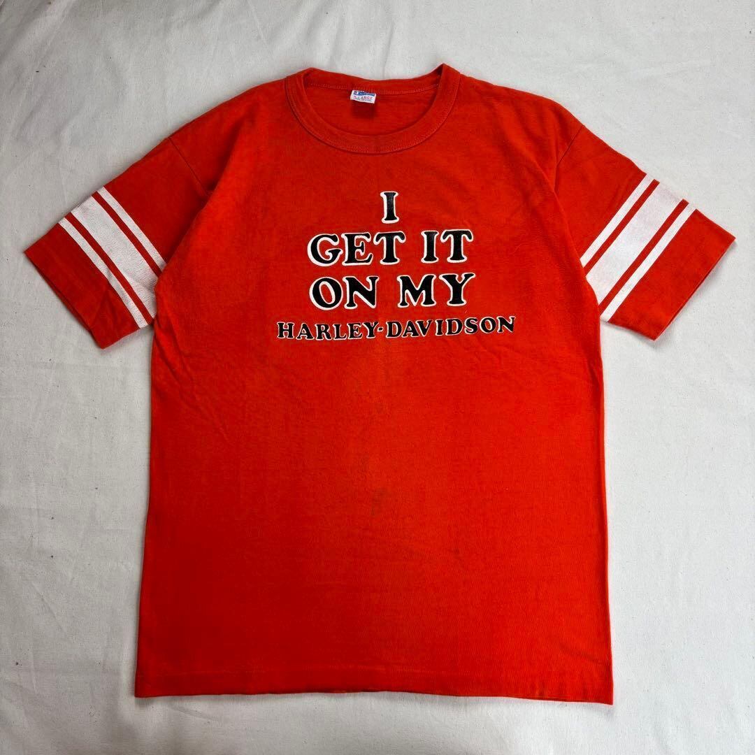 70s Champion Harley-Davidson フットボールT XL 70s CHAMPION ハーレーダビッドソン フットボールT Tシャツ XL | UC