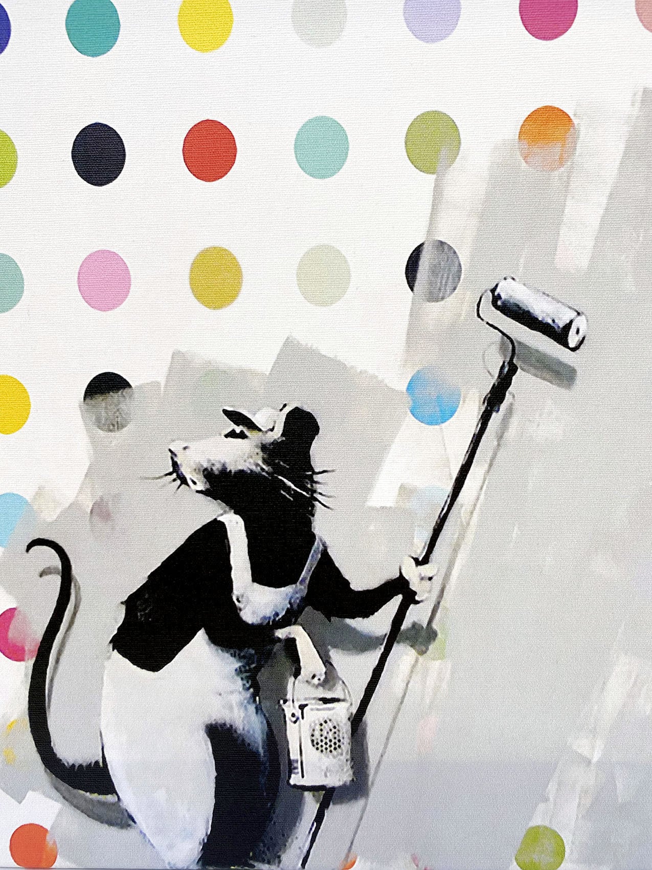 バンクシー「ドット ラット/Dots Rat」展示用フック付きキャンバス