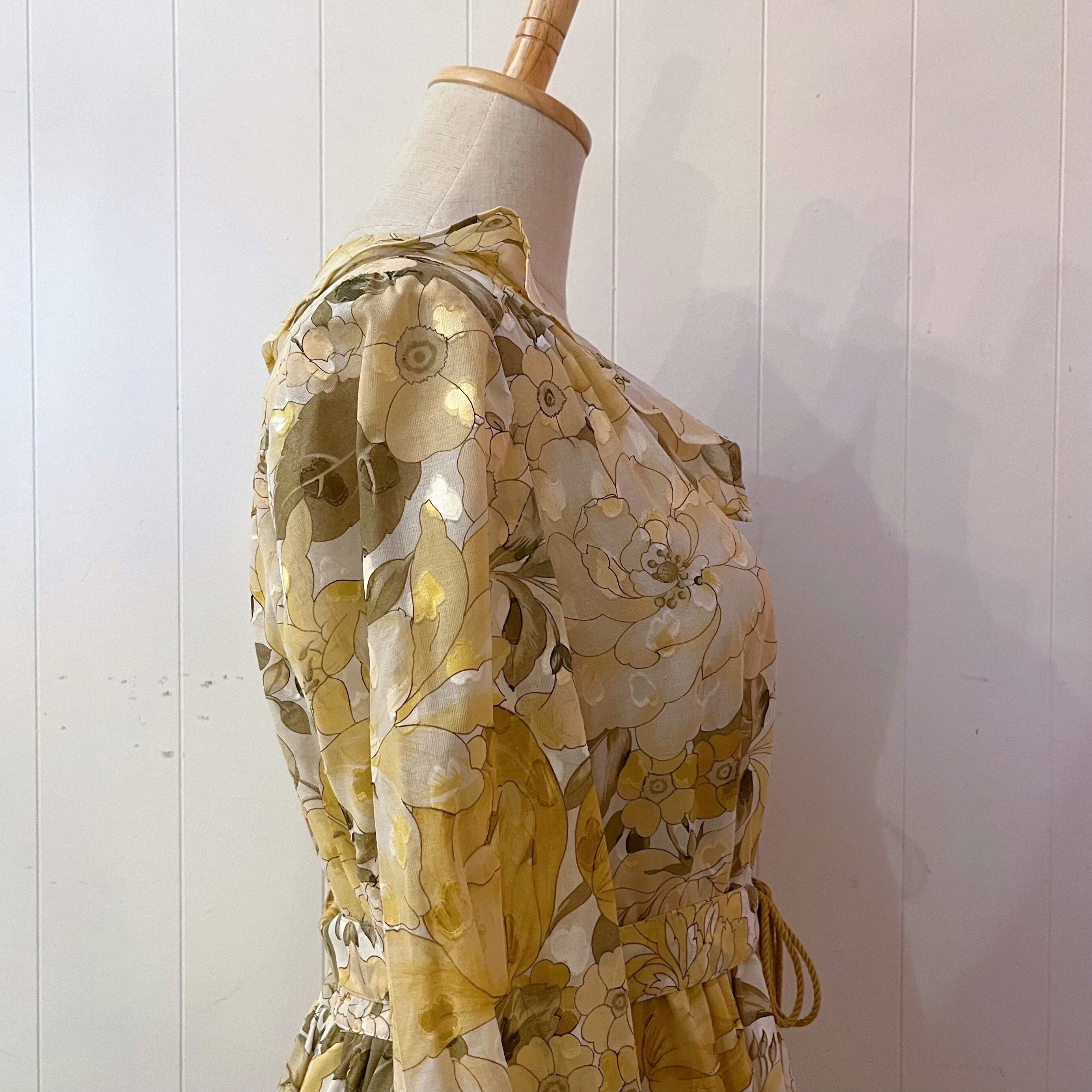 yellow sheer flower flare one-piece