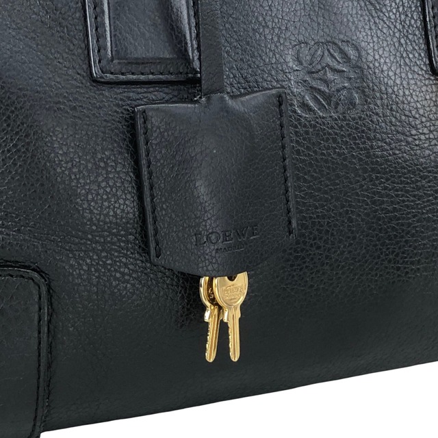 LOEWE ロエベ アマソナ28 ハンドバッグ ブラック アナグラム レザー ミニボストン vintage ヴィンテージ オールド jti3x5