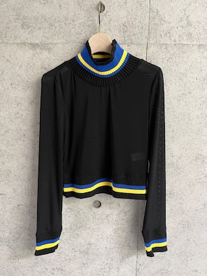 ストライプリブ メッシュトップ（Black）