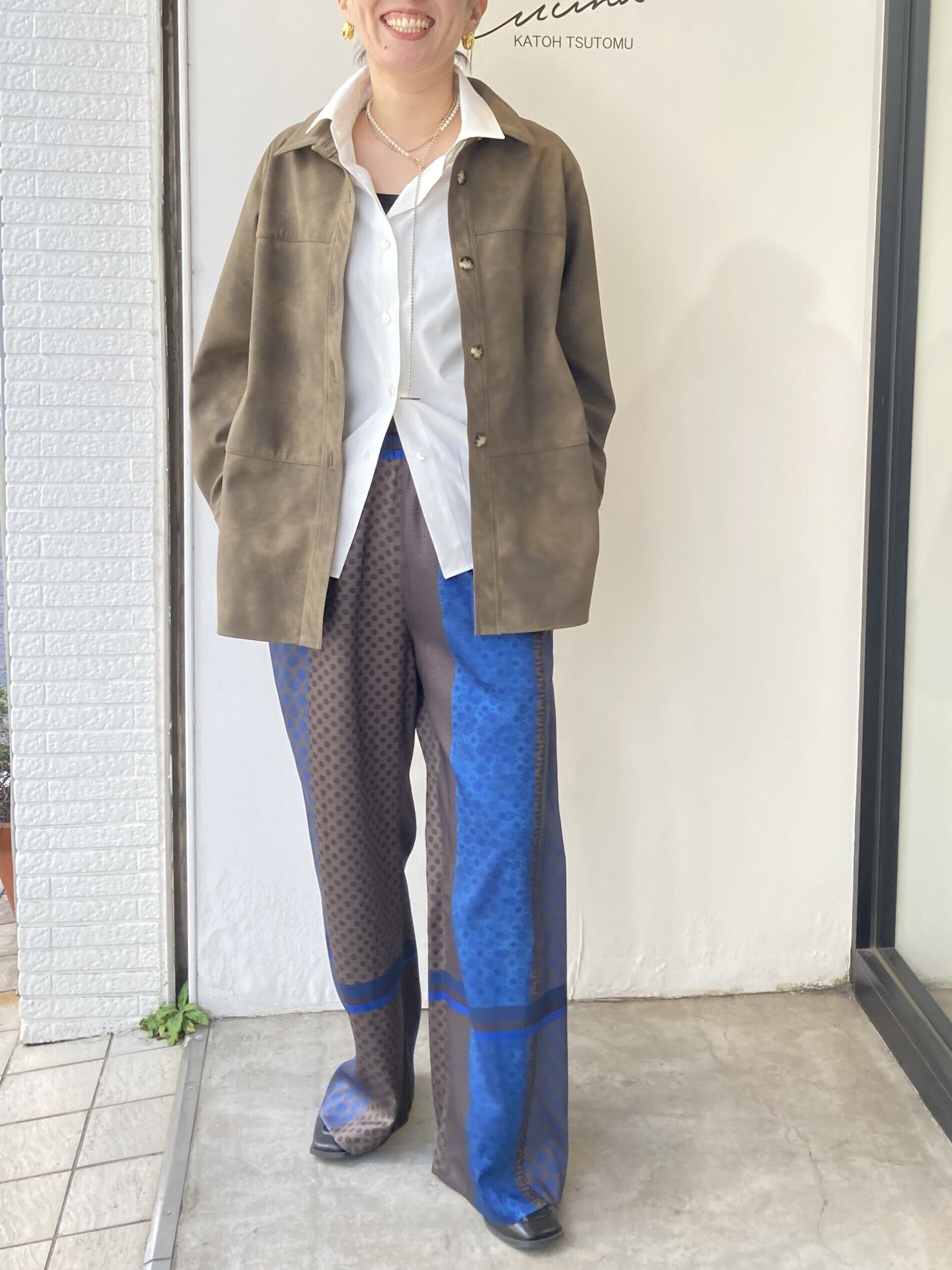 ヴィンテージスエードオーバーシャツ(カーキ)