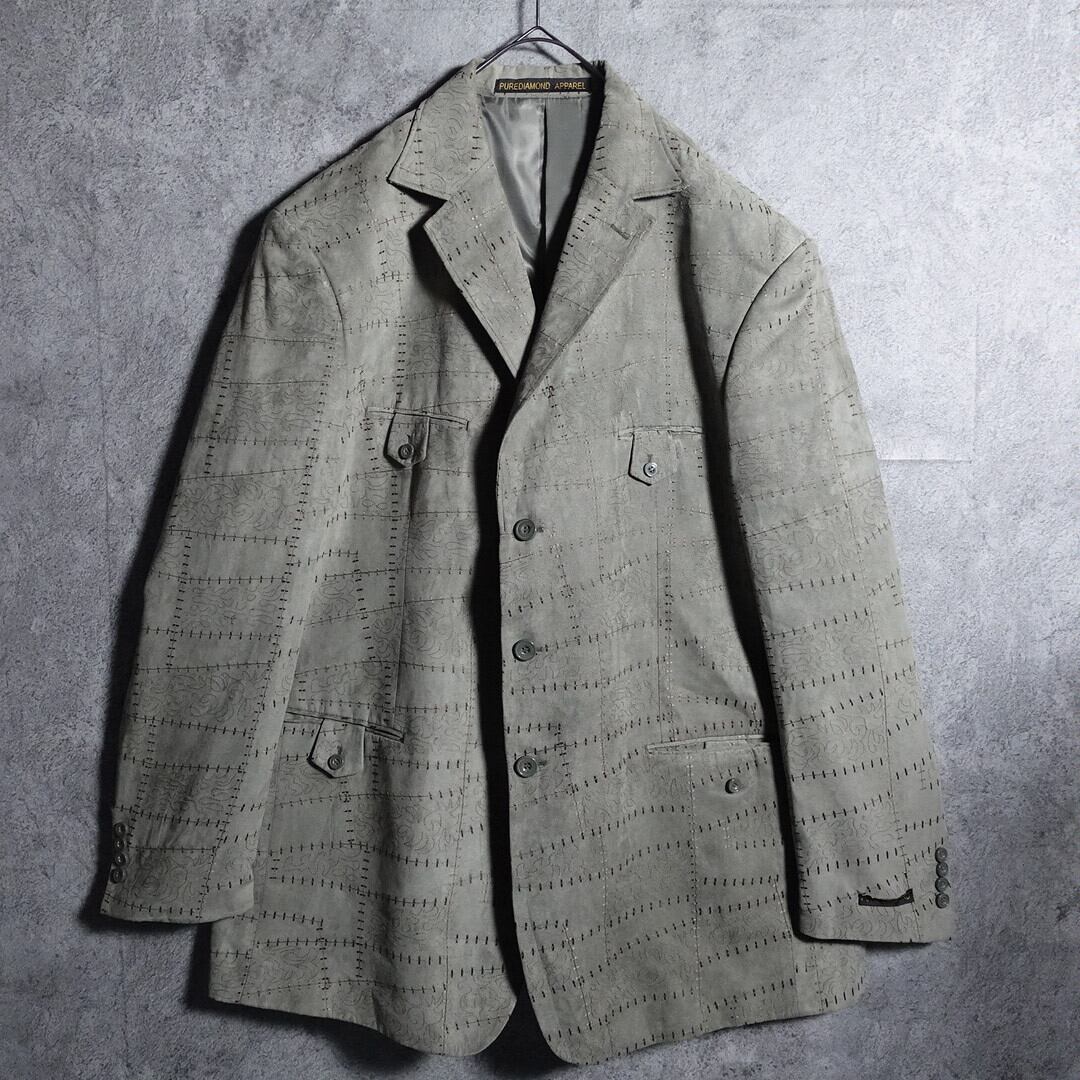 Khaki embroidery oversized single tailored jacket