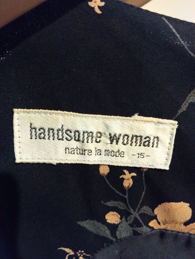 handsomewoman/花柄オールインワンピ/ハンサムウーマン古着服レトロノースリーブ昭和日本製madeinjapan