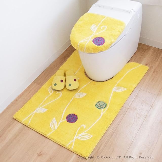 オカ(OKA) エトフ 耳長ロングトイレマット 約 105 cm× 70 cm イエロー