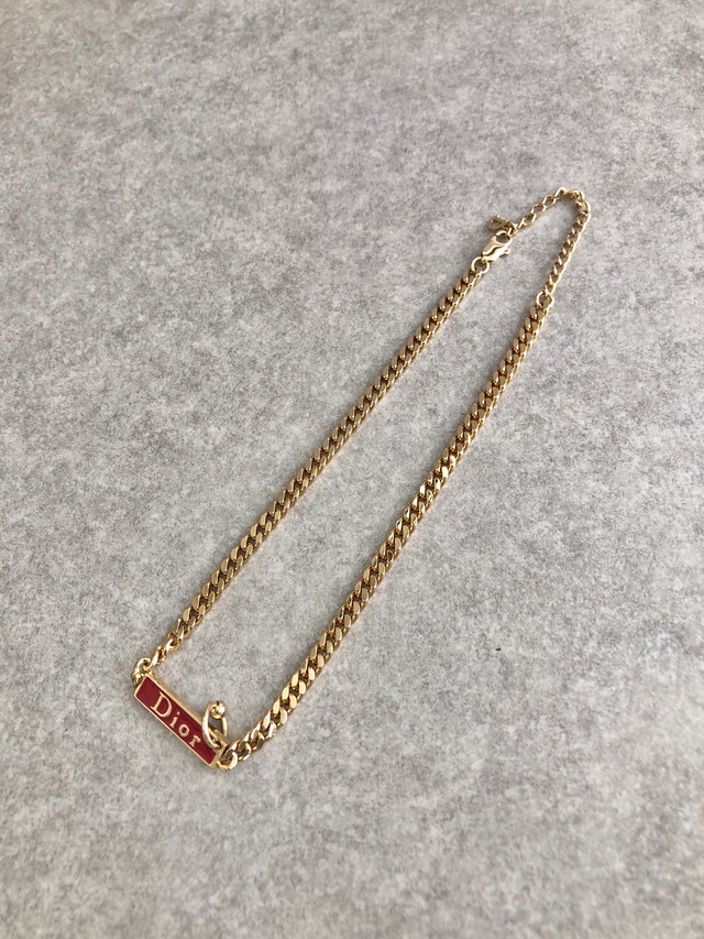 Christian Dior クリスチャン ディオール ネックレス ゴールド Diorロゴプレート vintage ヴィンテージ オールド 6r7pi8