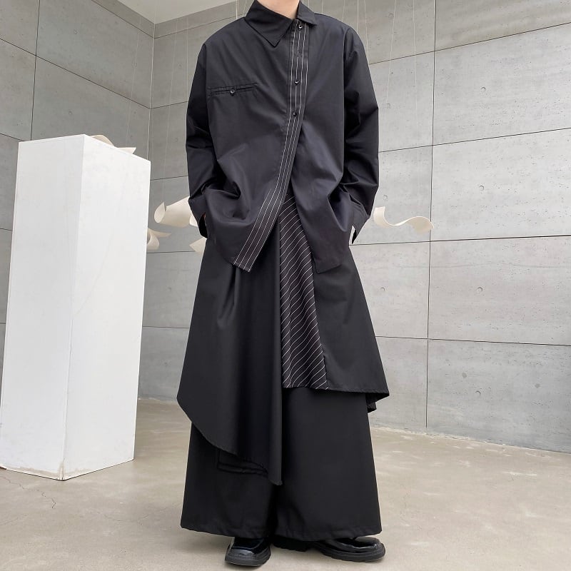 アシンメトリーデザイン モード ボックスシャツ 1color MTO0186