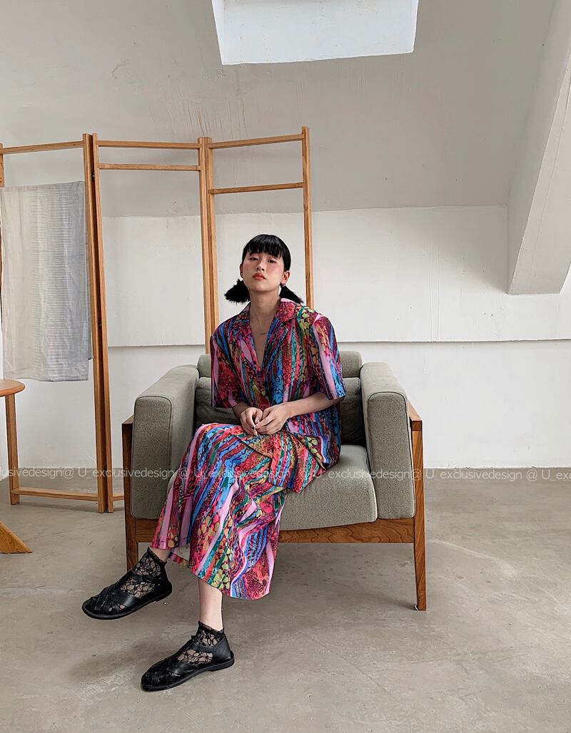 プリントシャツ スカート レディース ビッグFスモールZ韓国23595461927