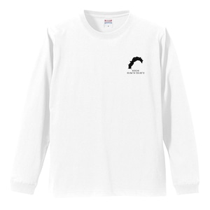 《高知》 緯度経度ミニマルロングスリーブTシャツ|地図×地名×ワンポイントデザイン