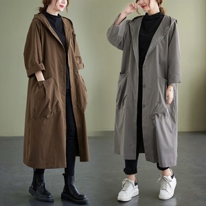 DESIGN POCKET HOODED LONG WINDBREAKER COAT 8colors M-6162