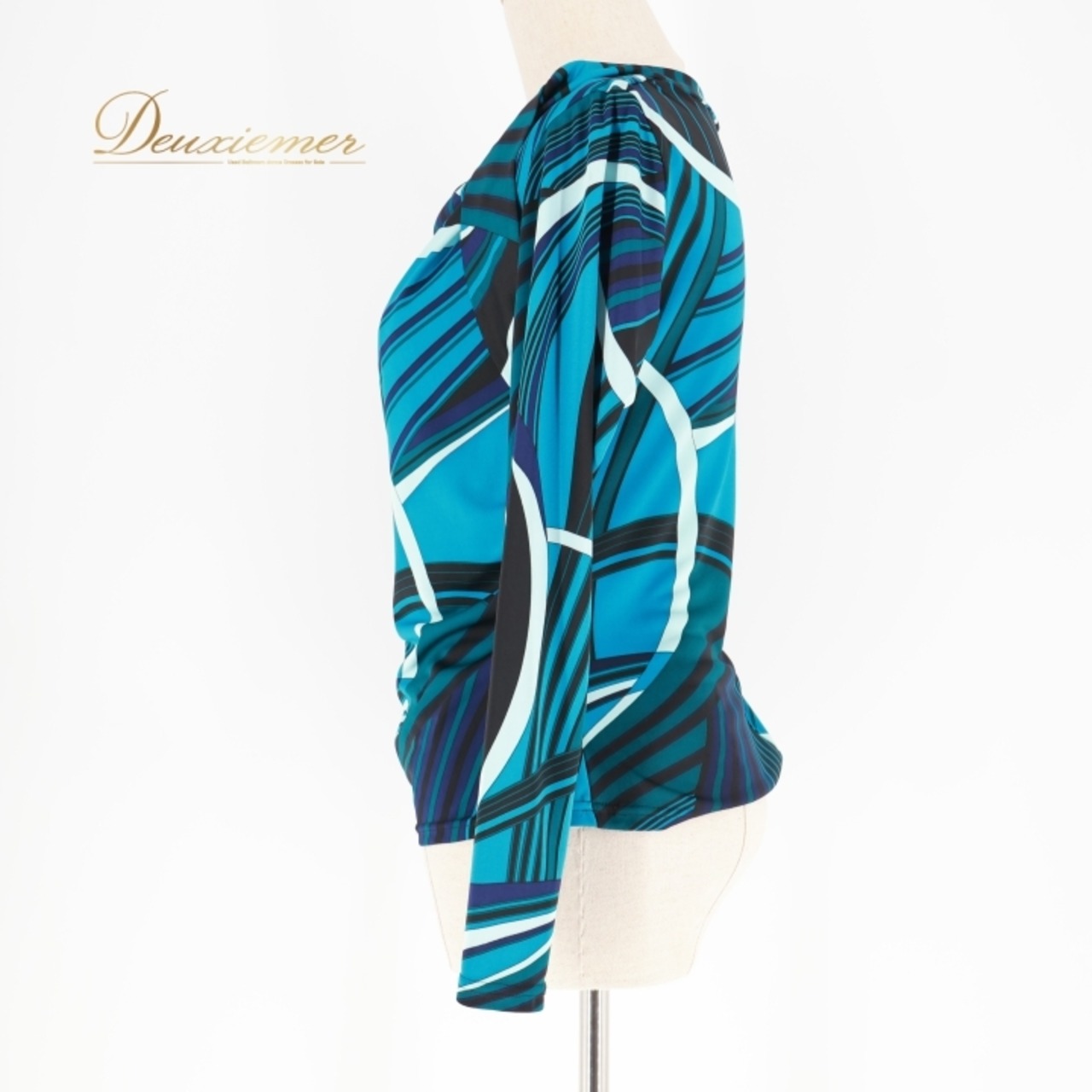 社交ダンス 衣装 トップス ブラウス グリーン系 チャコットロイヤルダンス Chacott ROYAL DANCE 日本製 練習 レッスン 伸縮 ストレッチ 緑 黒 青 長袖 上品 かわいい 落ち着いた色 パーティー イベント ブラック系 ブルー系