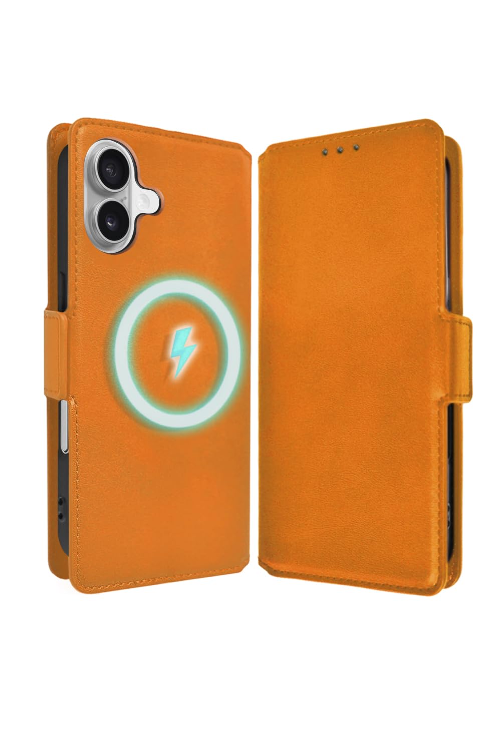 シズカウィルRe iPhone 17 用 ケース MagSafe対応 手帳型 カバー 本革調 スマホケース レザーケース オレンジ 1個入り