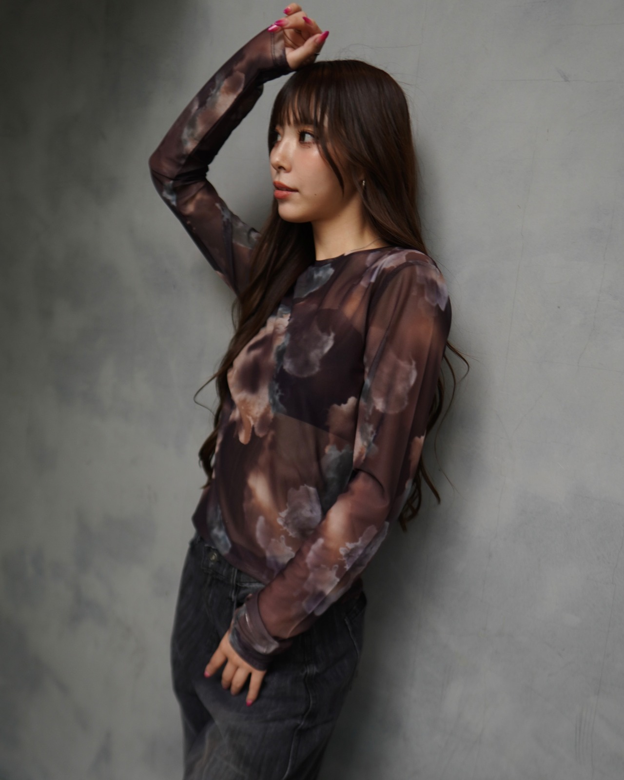 11月上旬ご予約Color-block stretch inner top／Brown