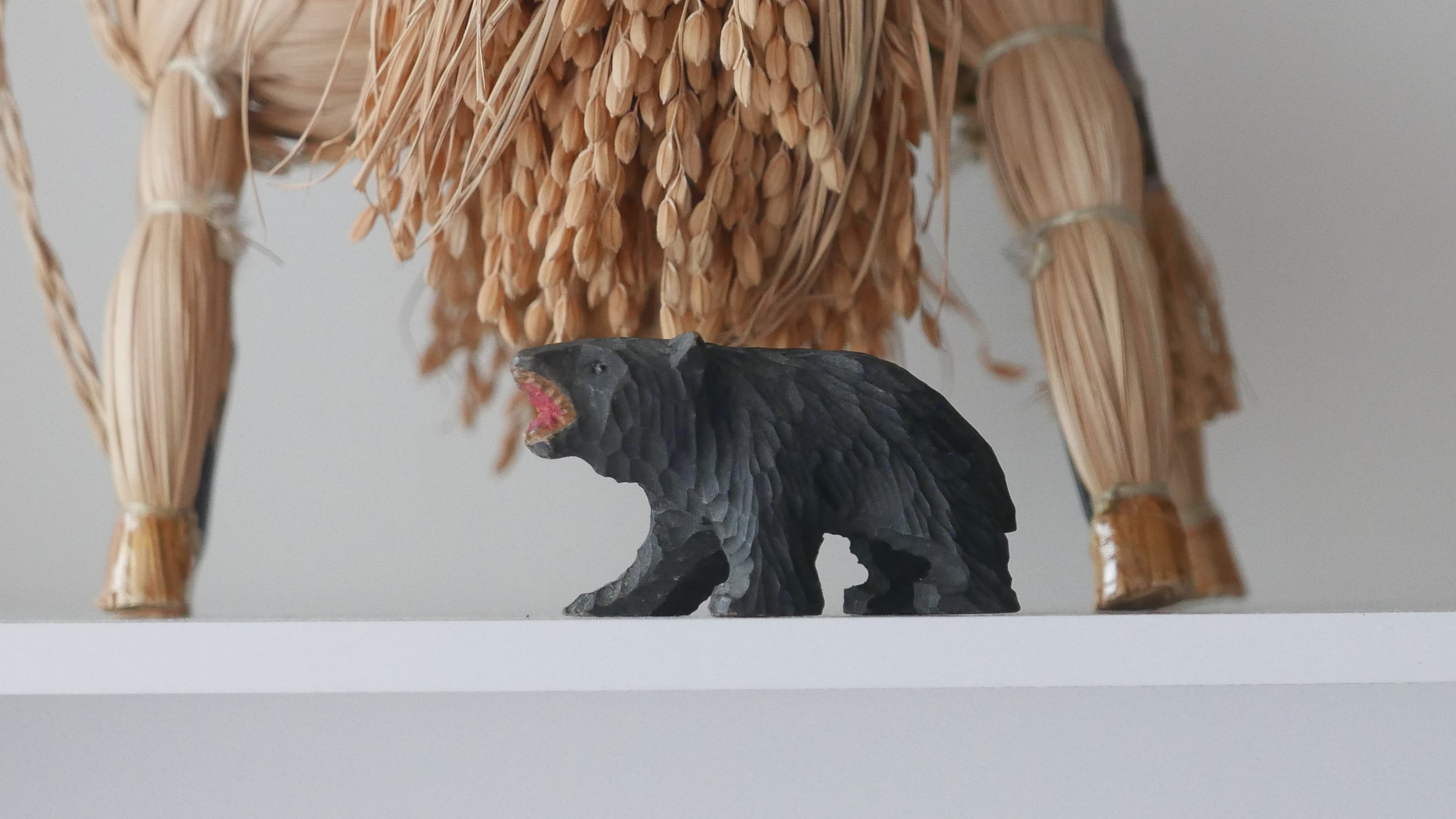 old japan small wooden bear