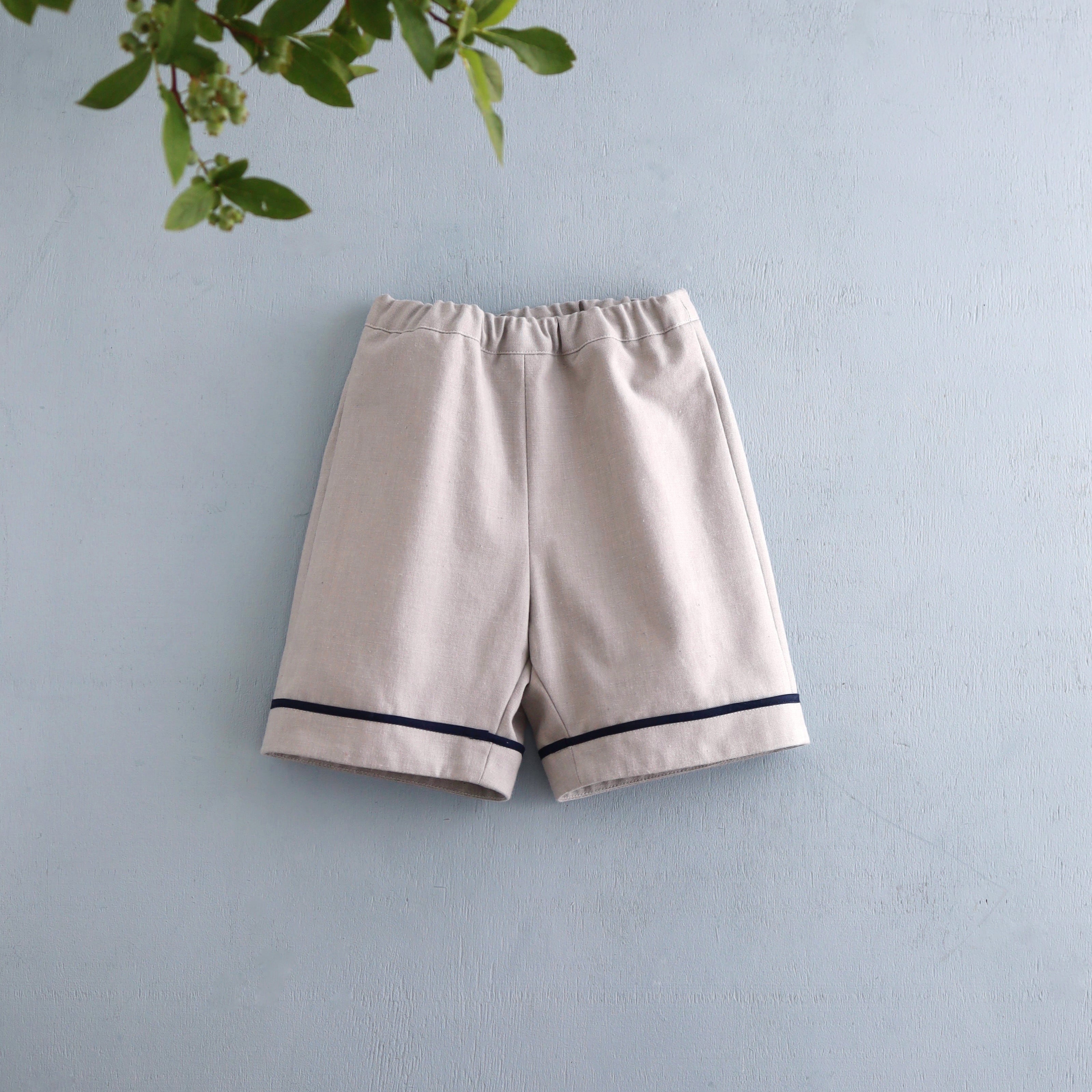 SECRET ネイビー ショートパンツ S 70-120 ショートパンツ グレー×ネイビーライン | sholette
