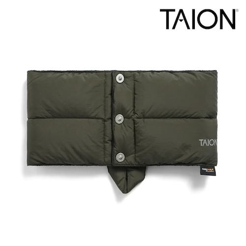 TAION タイオン ワーク ダウンネックウォーマー CORDURA 800FP ダウン95% マイクロフリース 縦長キルト 金属スナップ 防寒 保温 軽量 ユニセックス TAION-203WK ダークオリーブ
