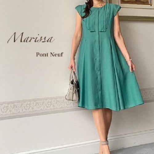 【Pont Neuf ポンヌフ 新品】比翼仕立てのお上品ロングワンピース グリーン マリッサ BJ1064