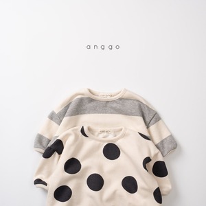 【anggo】デニッシュロンパース ドット 60〜80cm  240103