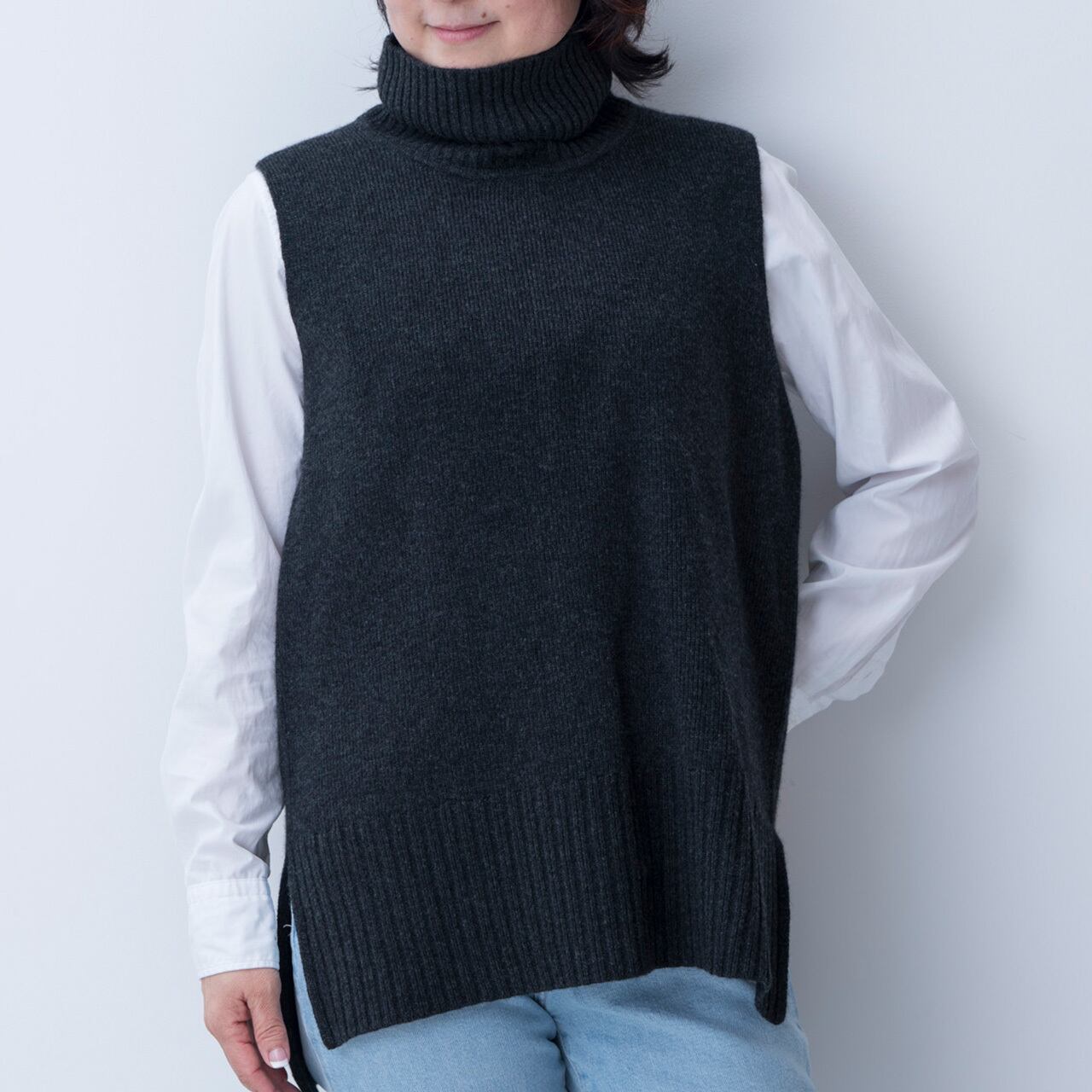 エルメス カシミヤ ハイネック ベスト40 2022年 HERMES エルメス ベスト レディース ベルト付き ロング