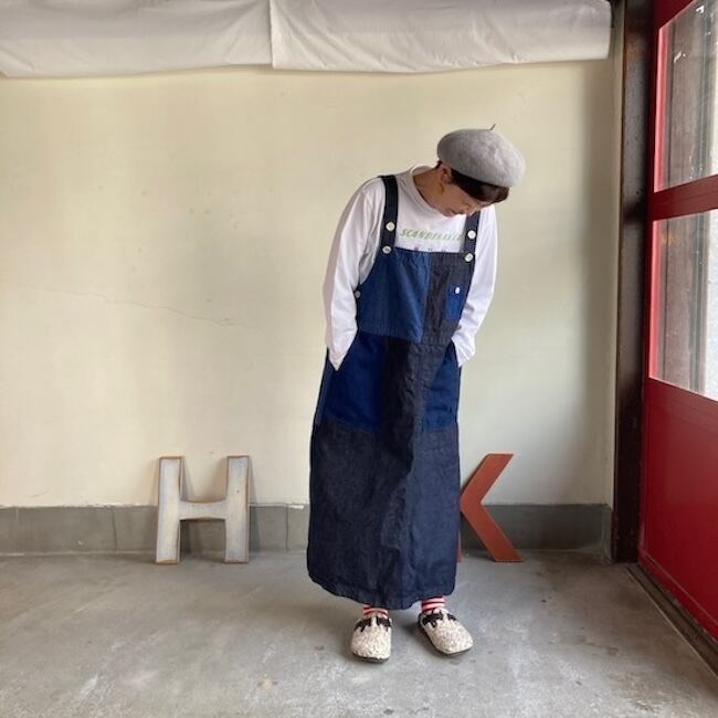 快晴堂 レディース スカート マルチデニムのパッチワーク