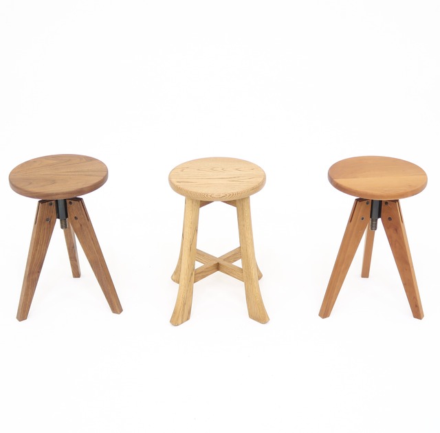 昇降スツール【木製椅子】天然木 無垢ブラックチェリー材 丸椅子 チェア 日本の職人造り