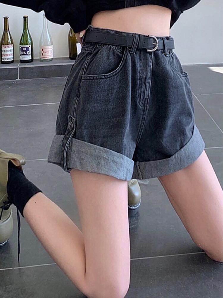 可愛く美脚見えする優秀ボトムス ロールアップデニムショートパンツ