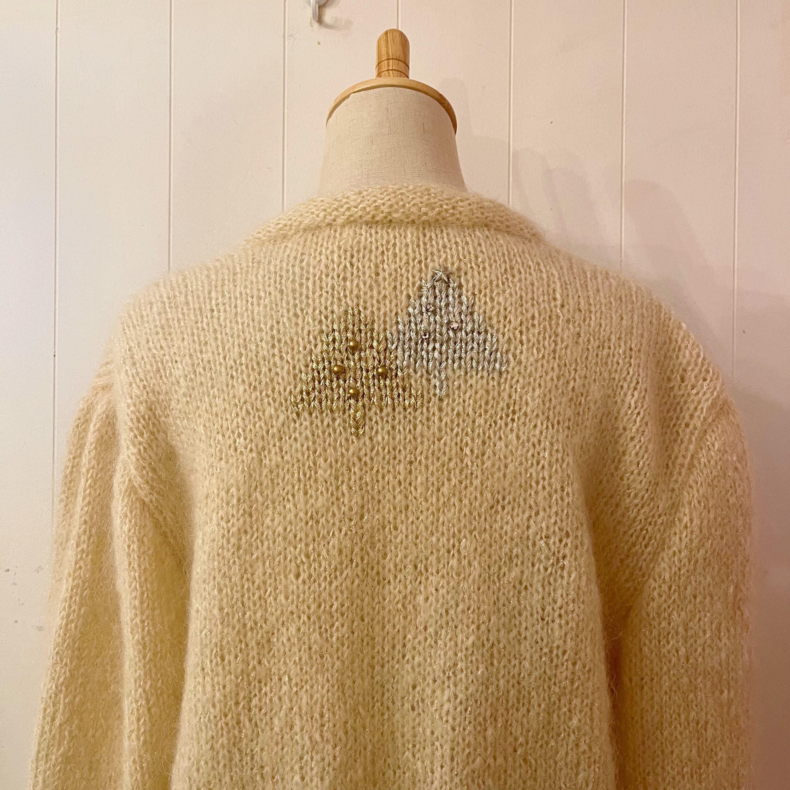 lame tree cream knit cardigan