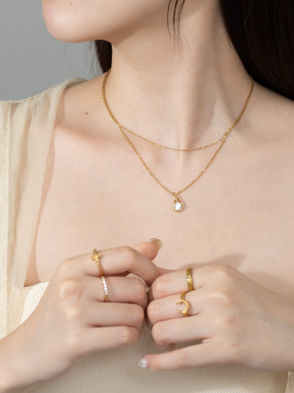 316L hawaiian zirconia drop necklace #n68 | rani