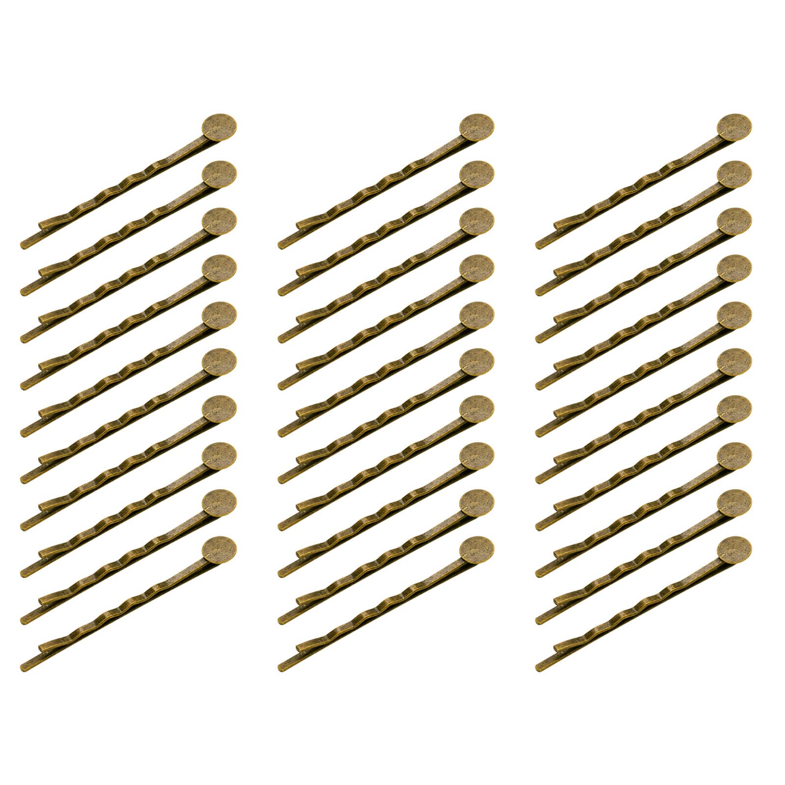 【努力特価】TSUKURIRO ヘアピン ハンドメイド用 8mm 丸 台座 付き 30個 セット 髪留め 髪飾り 手作り 材料 素材 DIY ヘア アクセサリー パーツ (アンティークゴールド)