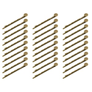 【努力特価】TSUKURIRO ヘアピン ハンドメイド用 8mm 丸 台座 付き 30個 セット 髪留め 髪飾り 手作り 材料 素材 DIY ヘア アクセサリー パーツ (アンティークゴールド)