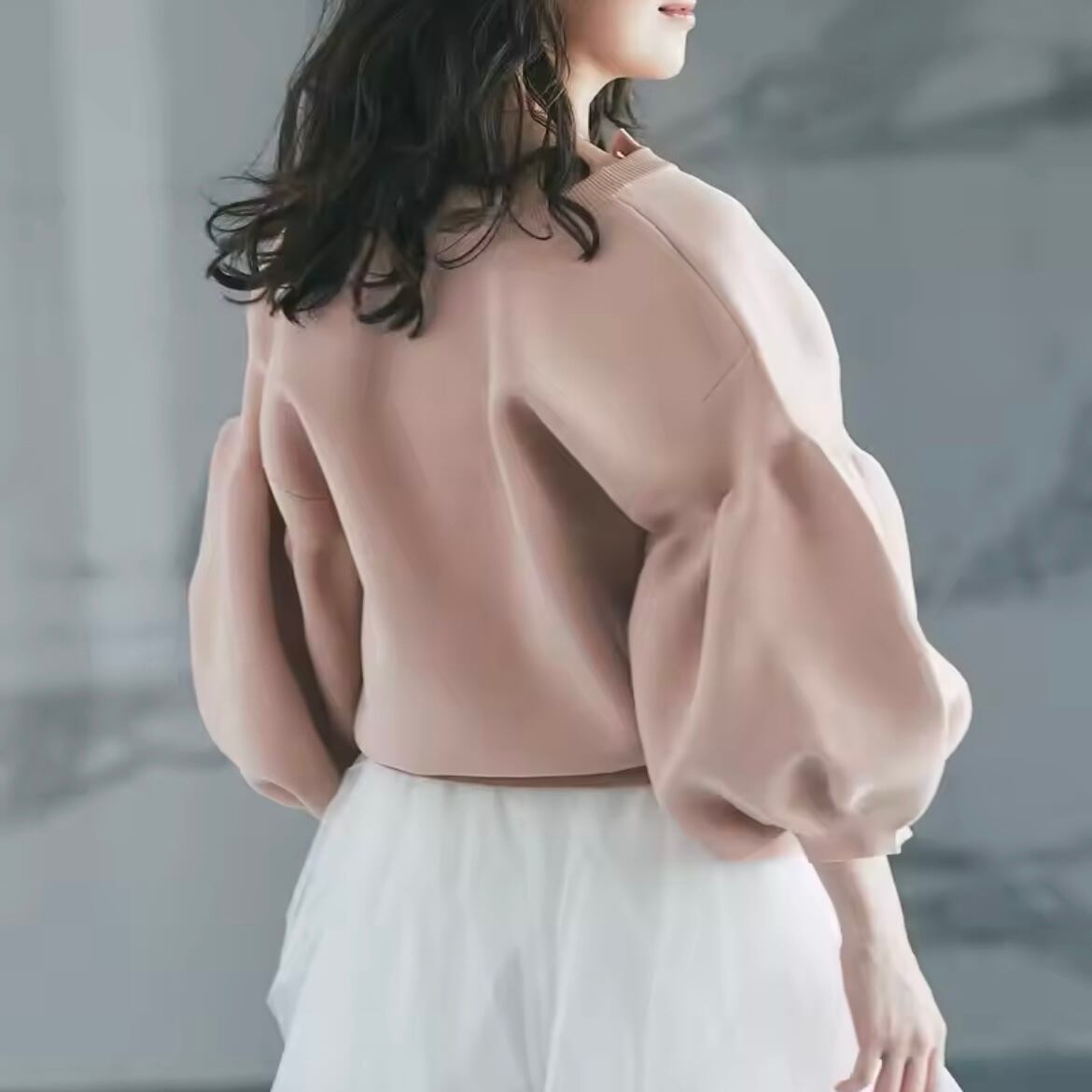 lantern sleeve knit cardigan