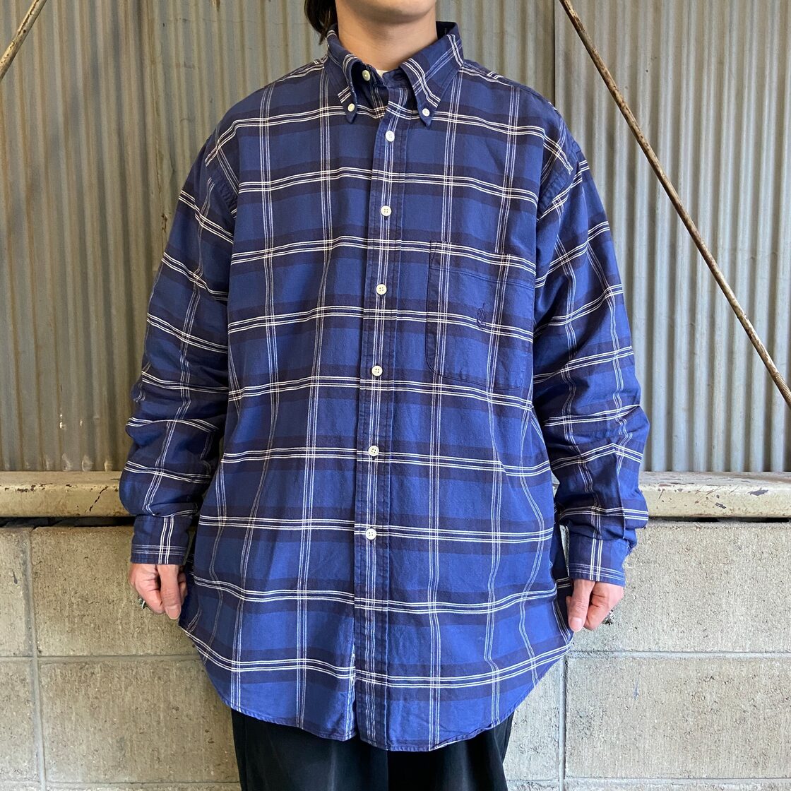 90年代 NAUTICA ノーティカ ワンポイントロゴ 刺繍 長袖 チェック柄