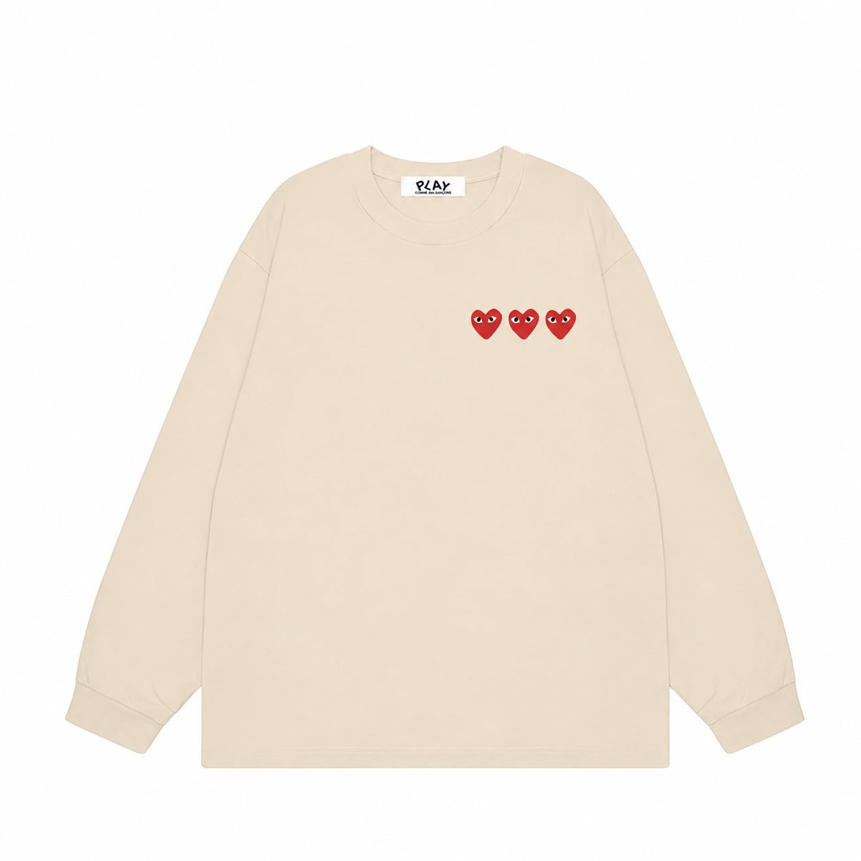 プレイ コムデギャルソン PLAY COMME des GARCONS マルチハートプリント cdg 長袖 Tシャツ メンズ レディース 長袖 柔らかい肌触り クルーネック 長袖 ロゴプリント カットソー