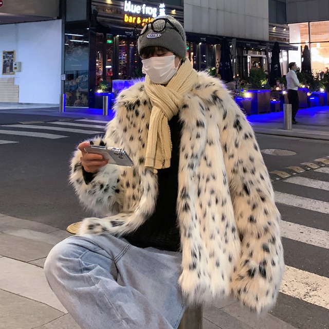 予約販売】ファーコート メンズ ショート丈 ビッグシルエット 