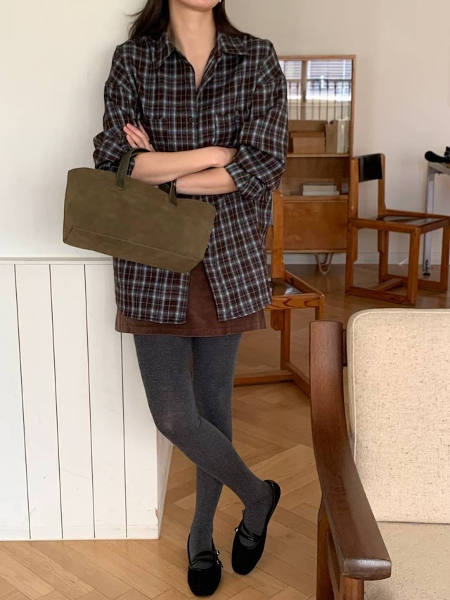 (予約) AREING / Tan check shirt 3color