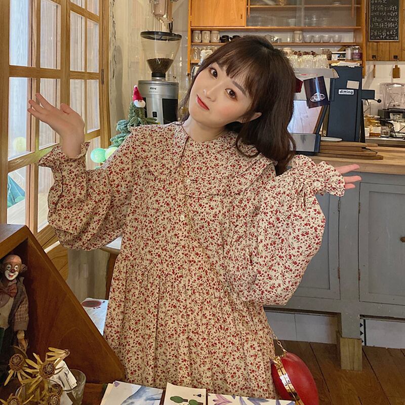 カラー薄手フローラルドレス スプリングスカート ロング 春物 花柄 萌量不足37831734040